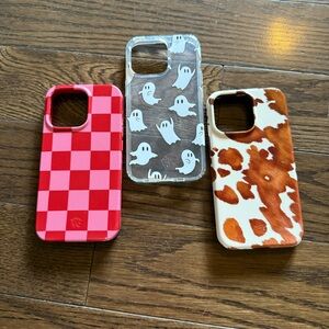 iPhone 13 Pro Patterned Phone Case Set - Cow Print, Ghost, and Checkered